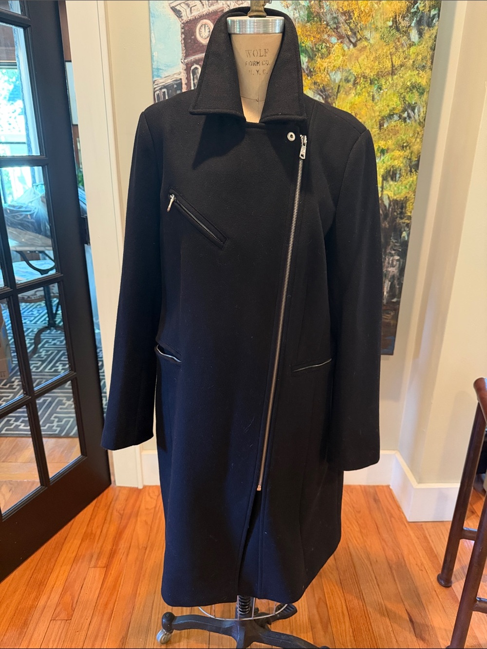 Avec Les Filles Black Asymmetrical Zip Coat